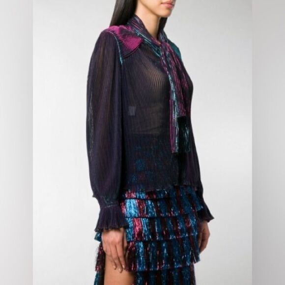 New Marco De Vincenzo metallic pleated blouse sz 42 / US 6 - Picture 1 of 4